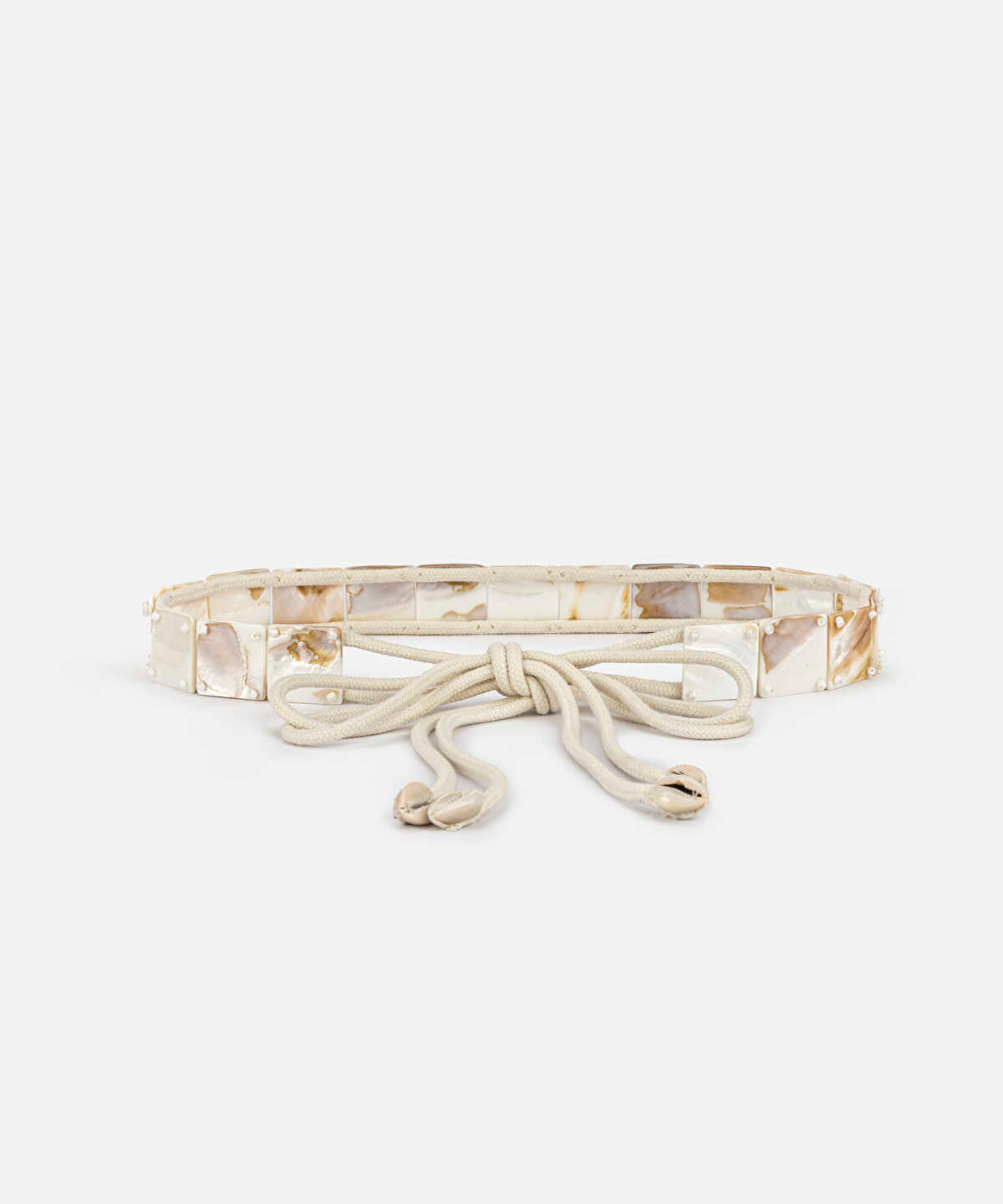 Shell Embellished Cord Belt
