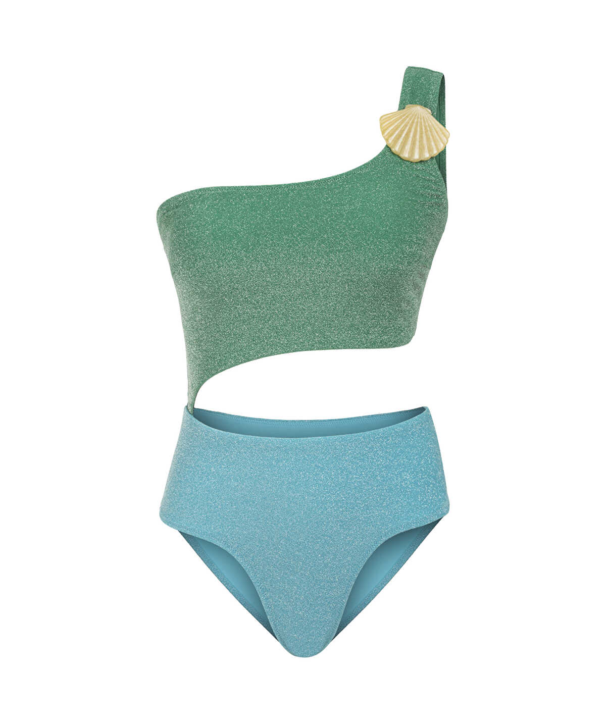 Color-Block Lurex Swimsuit