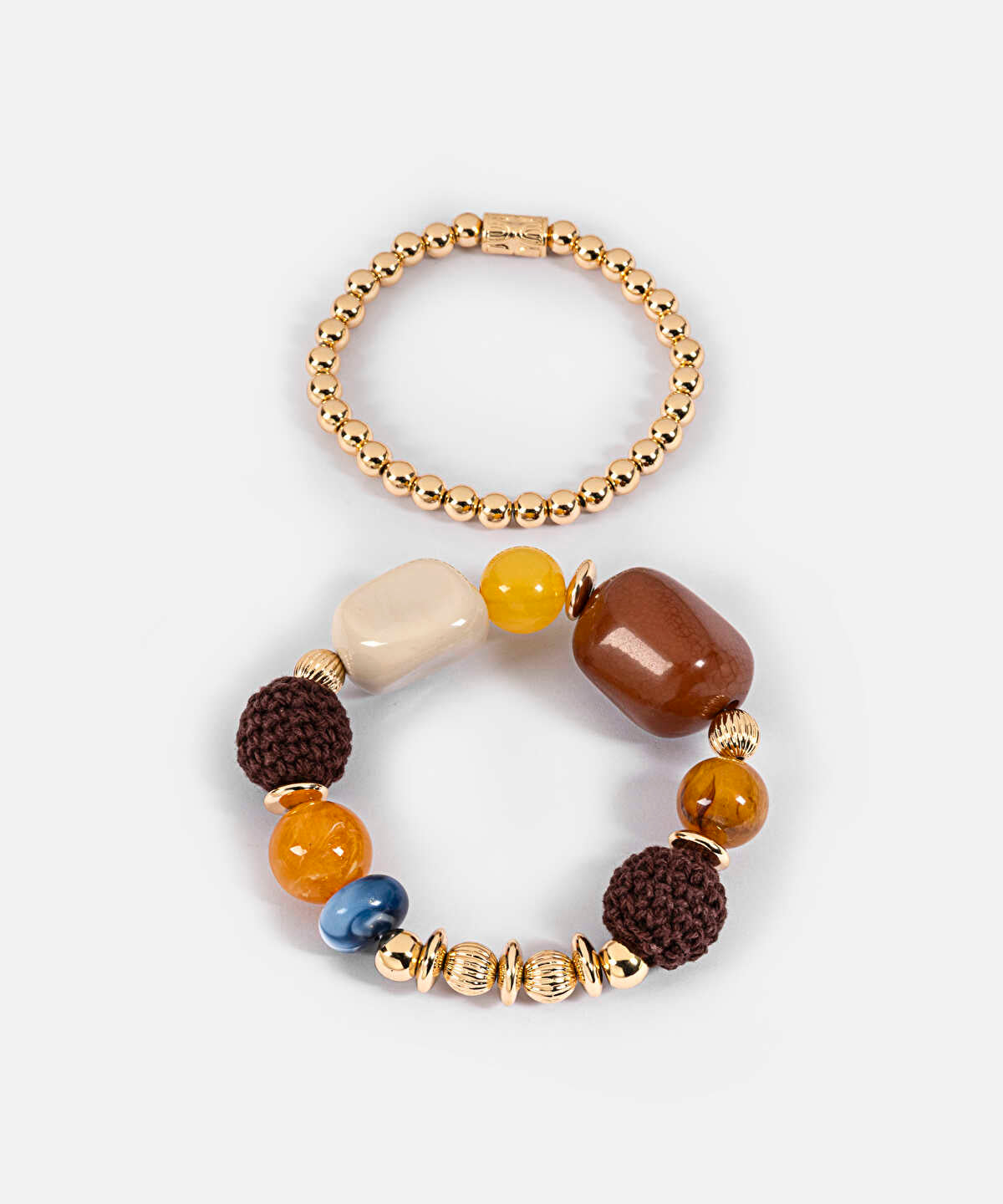Mixed Stone and Metal Bracelet Set