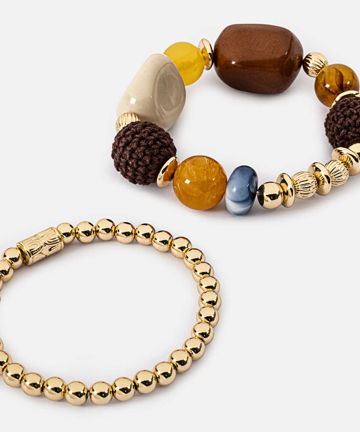Mixed Stone and Metal Bracelet Set
