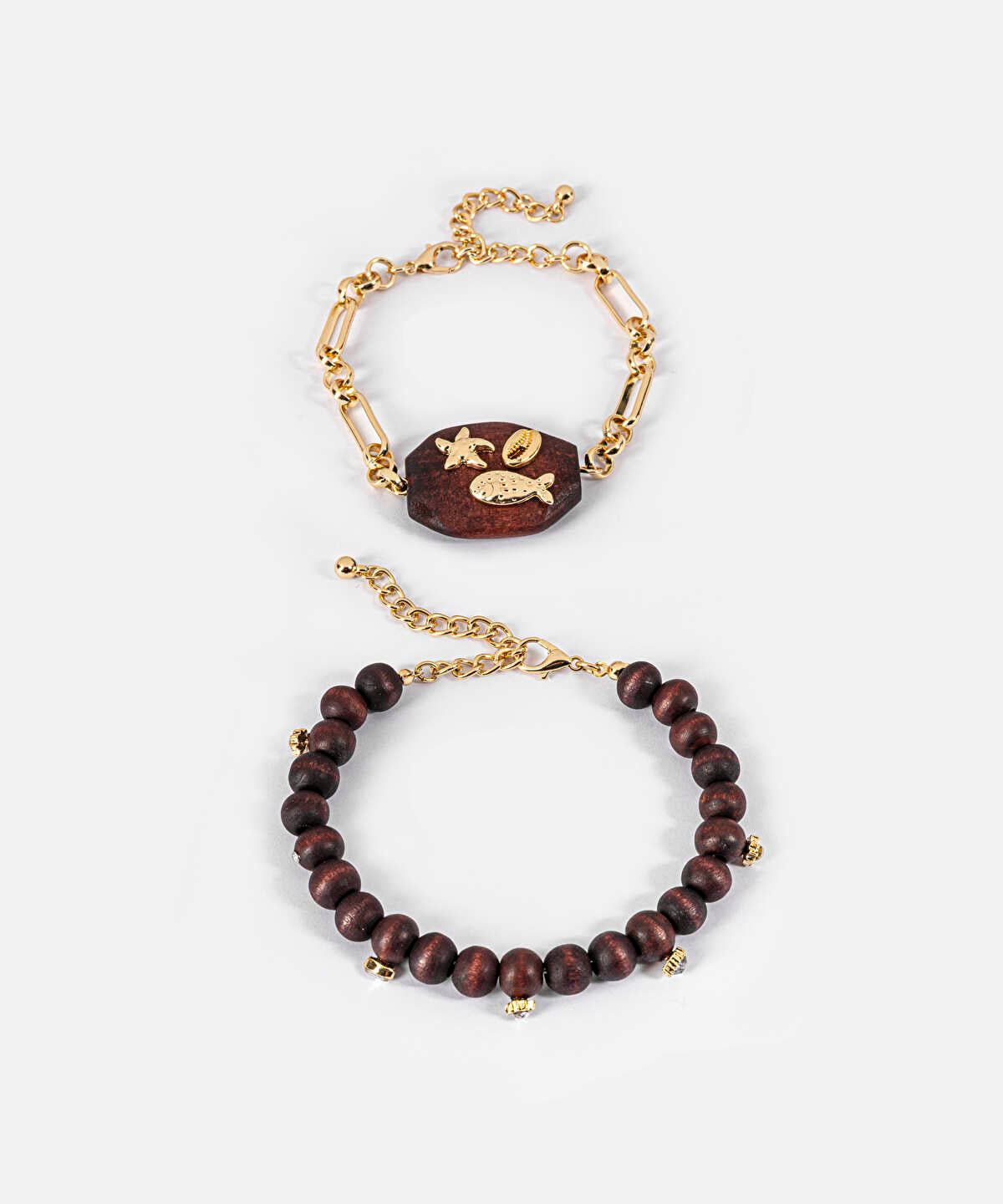 Marine Inspired Wood Bead Bracelet Set
