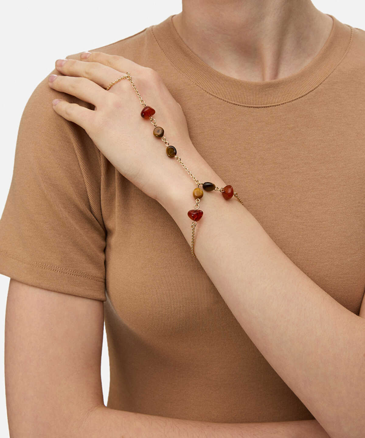 Beaded Hand Chain Bracelet