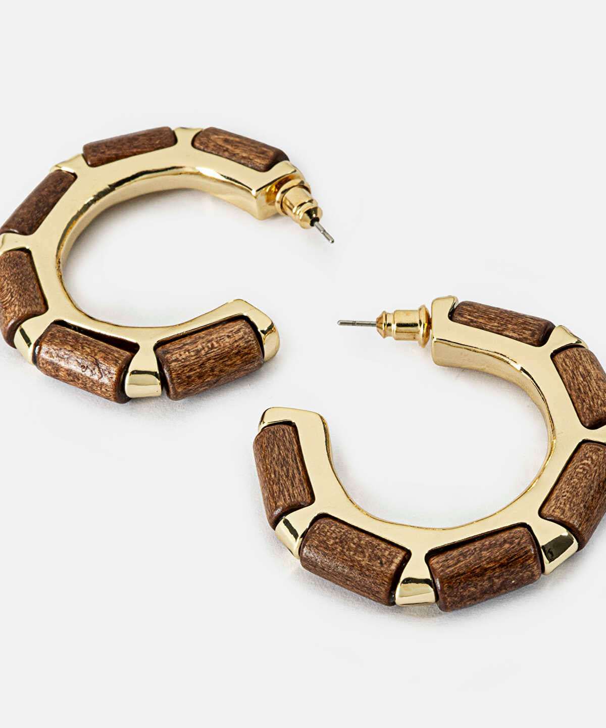 Wood Piece Hoop Earrings