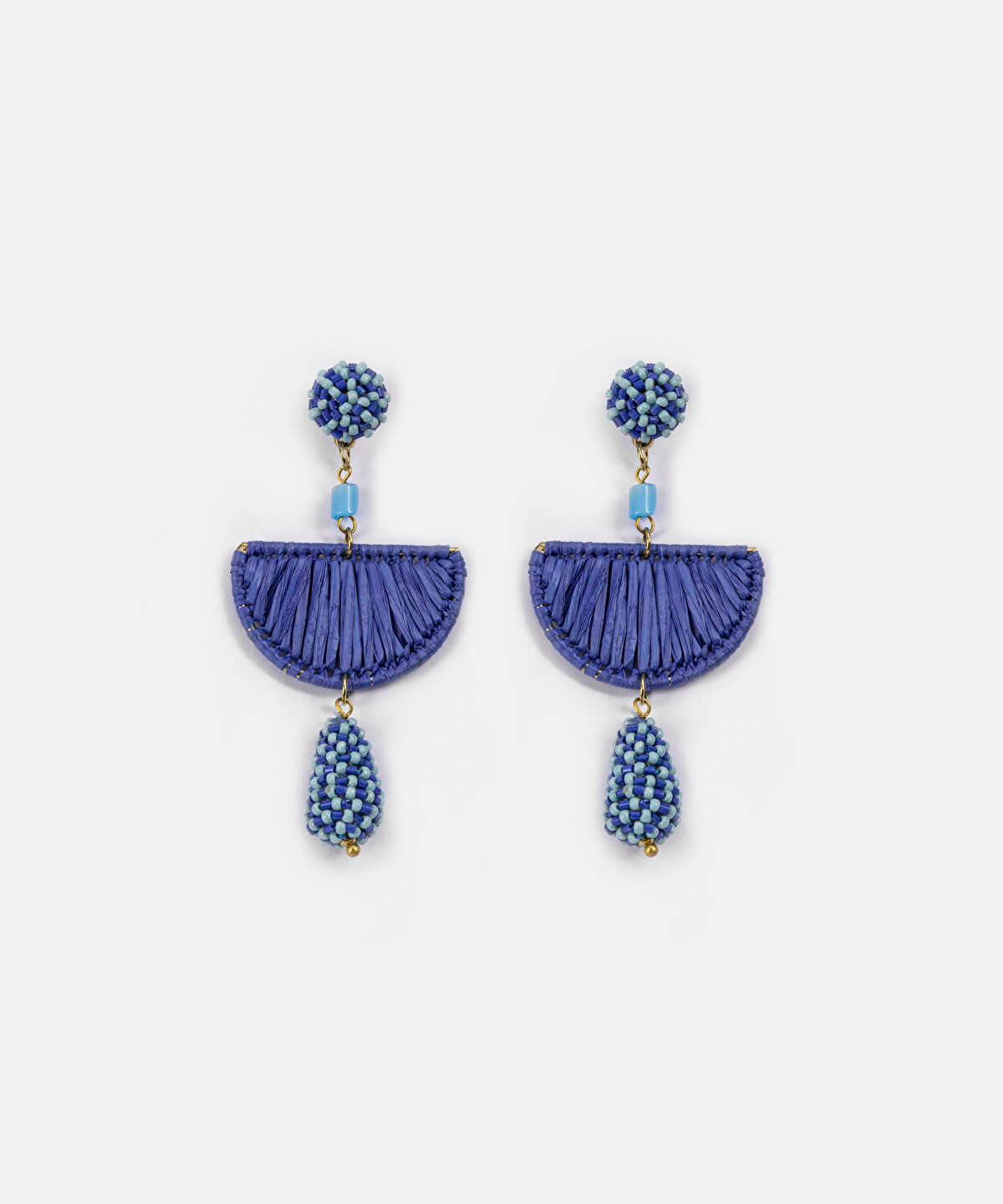 Beaded Raffia Accent Earrings