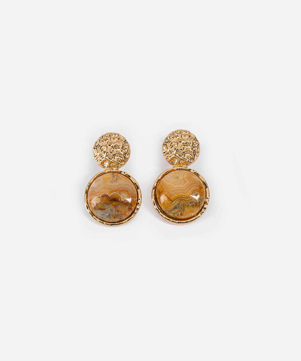 Stone Accent Textured Metal Earrings