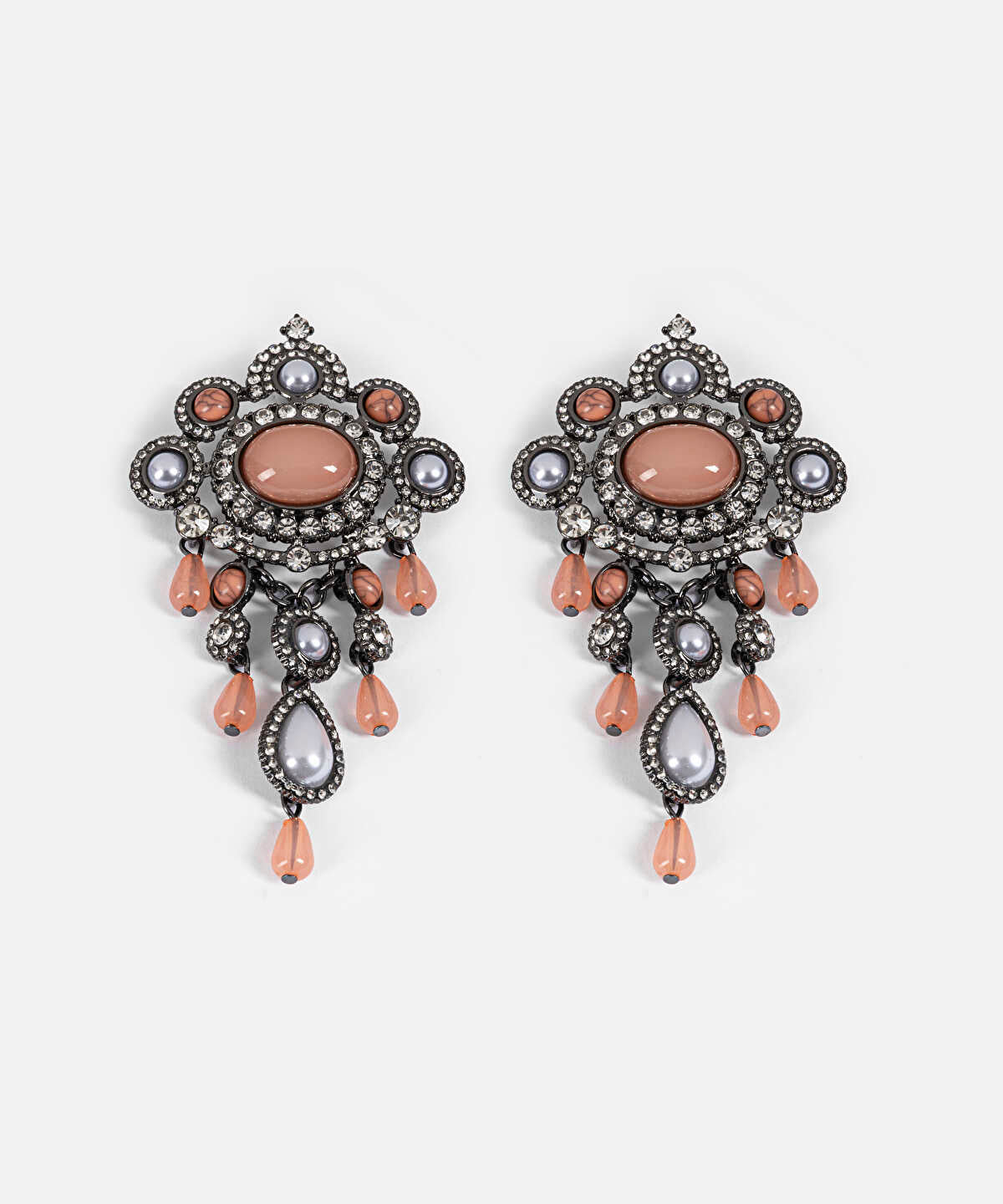 Rhinestone and Faux Pearl Maxi Earrings