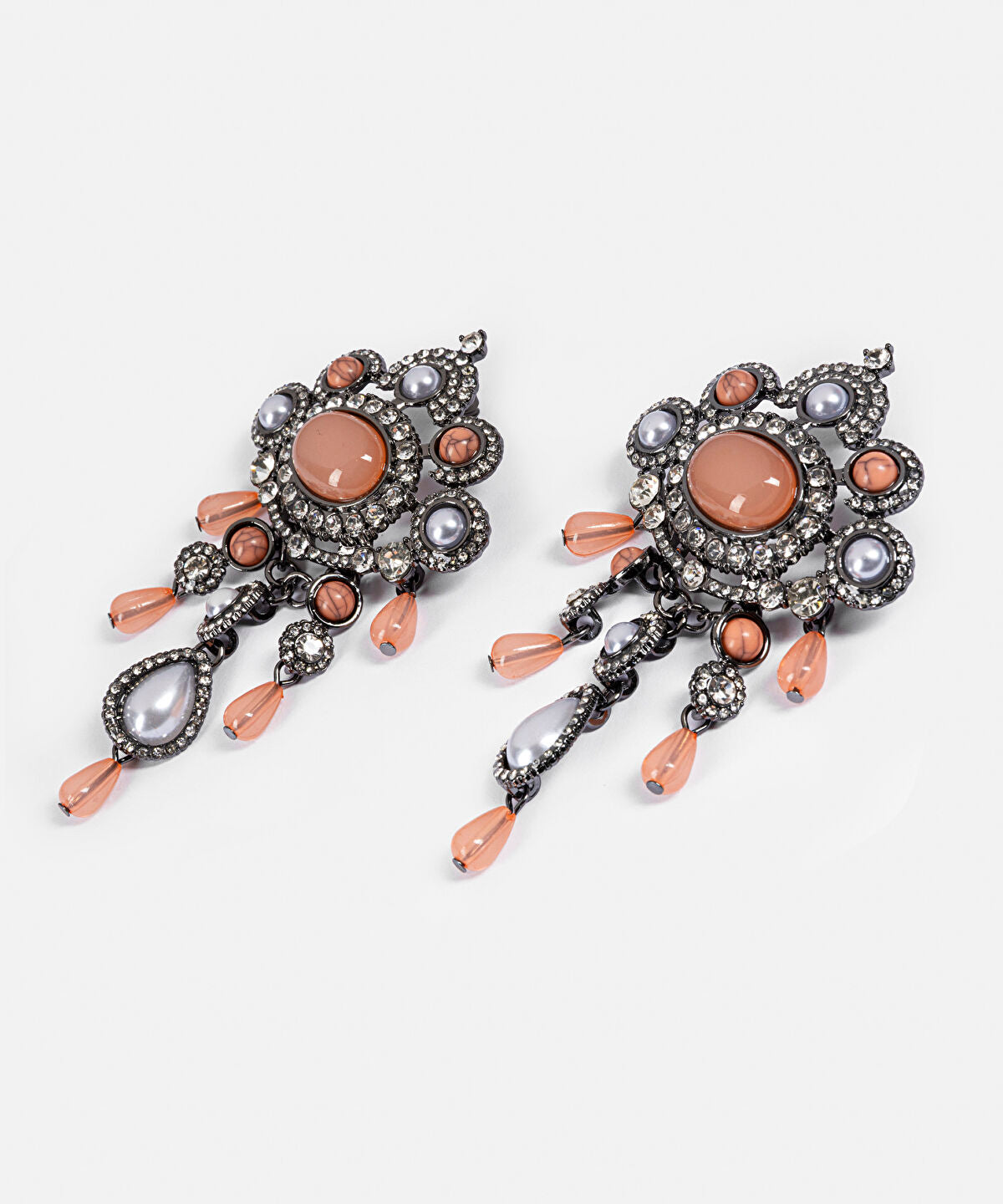 Rhinestone and Faux Pearl Maxi Earrings