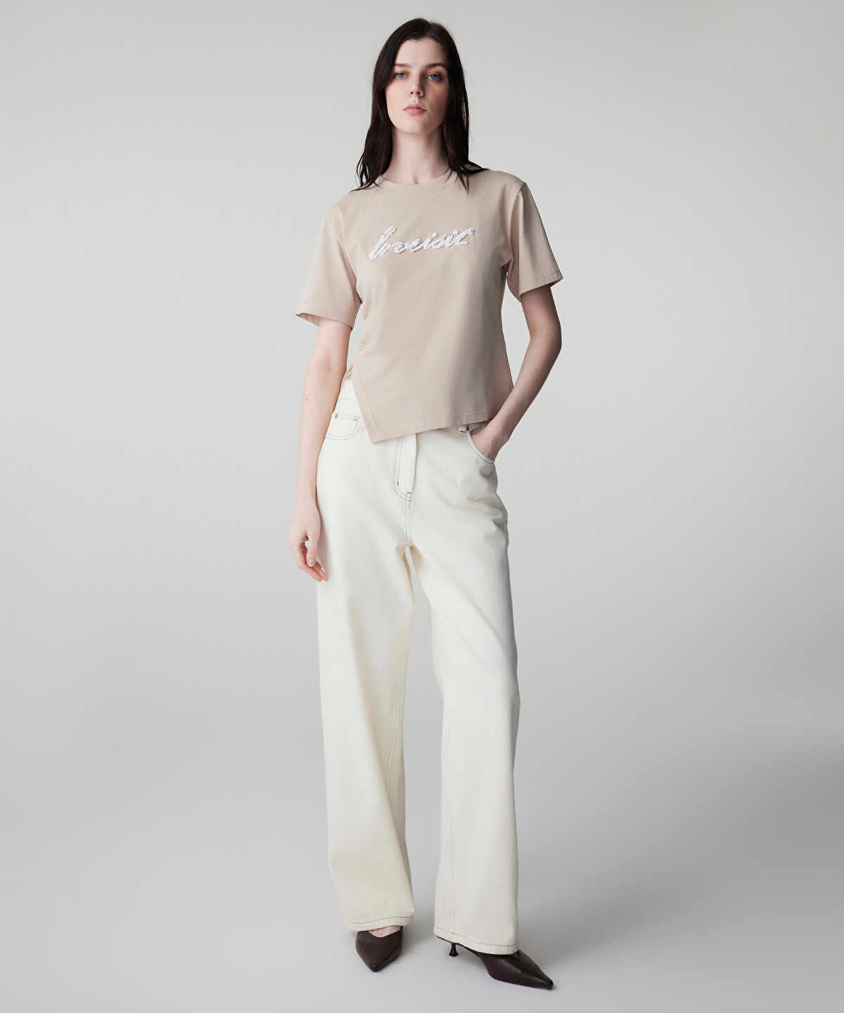 Embellished Slogan T-Shirt