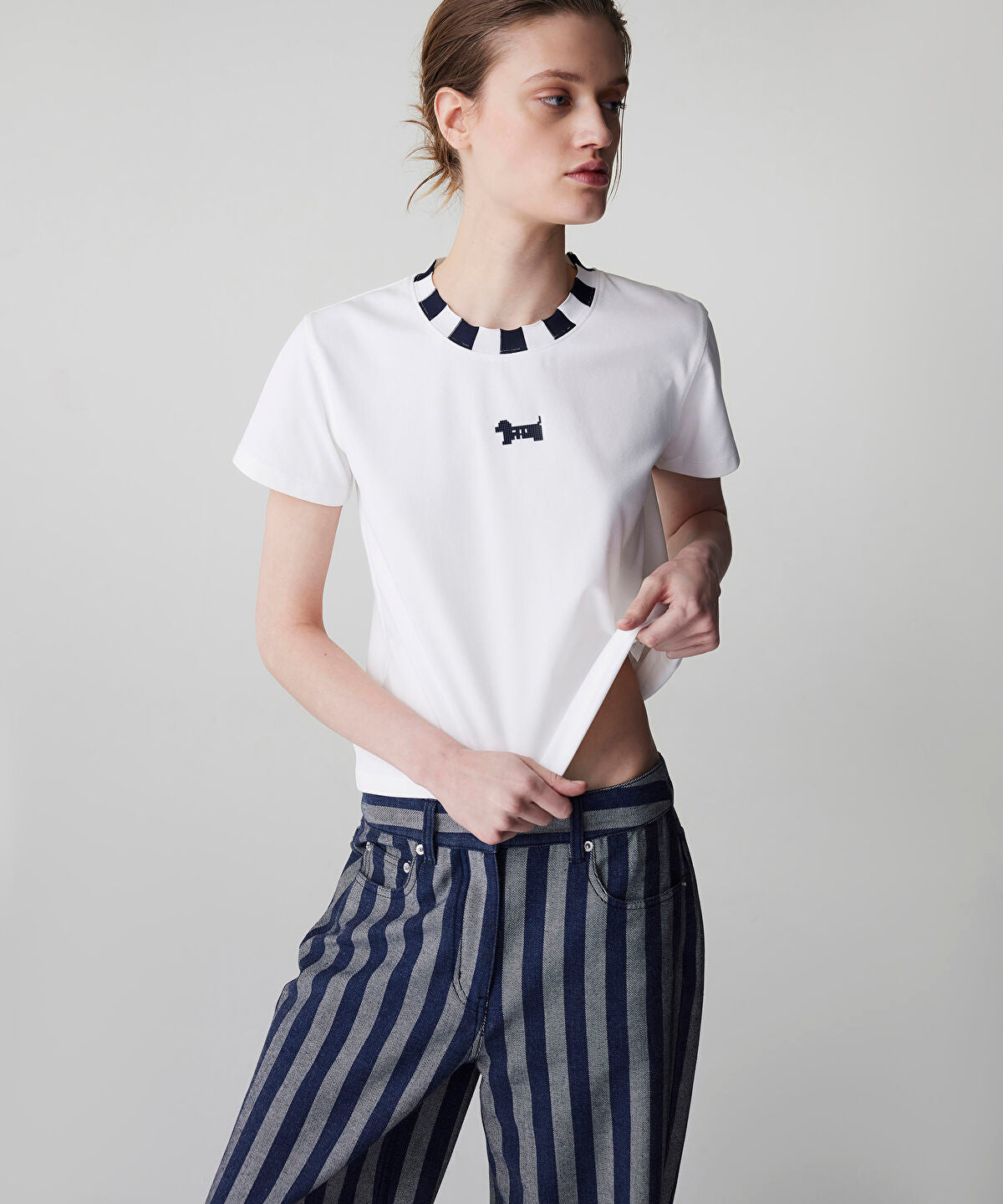 Color-Block Rib Collar T-Shirt
