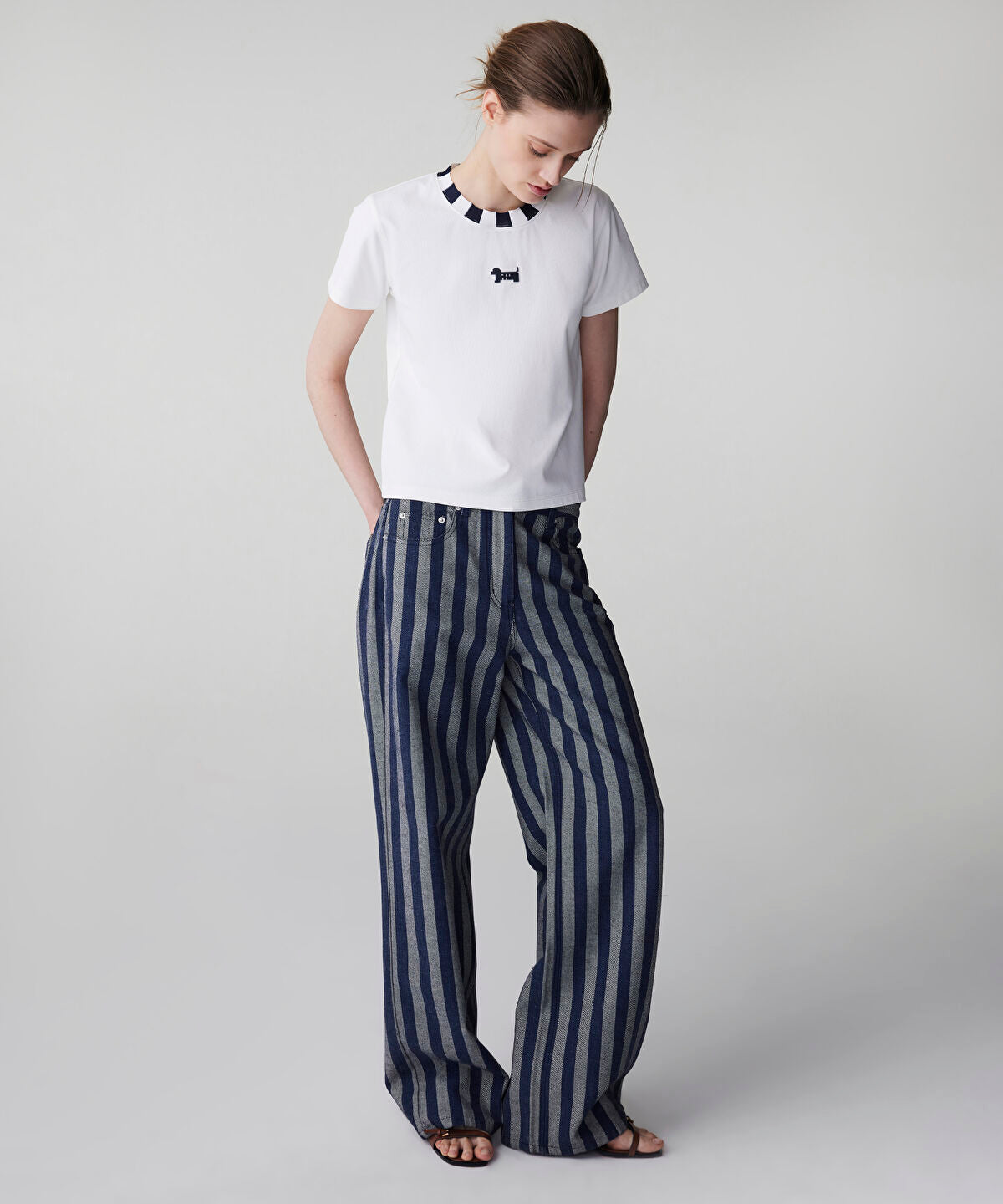 Color-Block Rib Collar T-Shirt