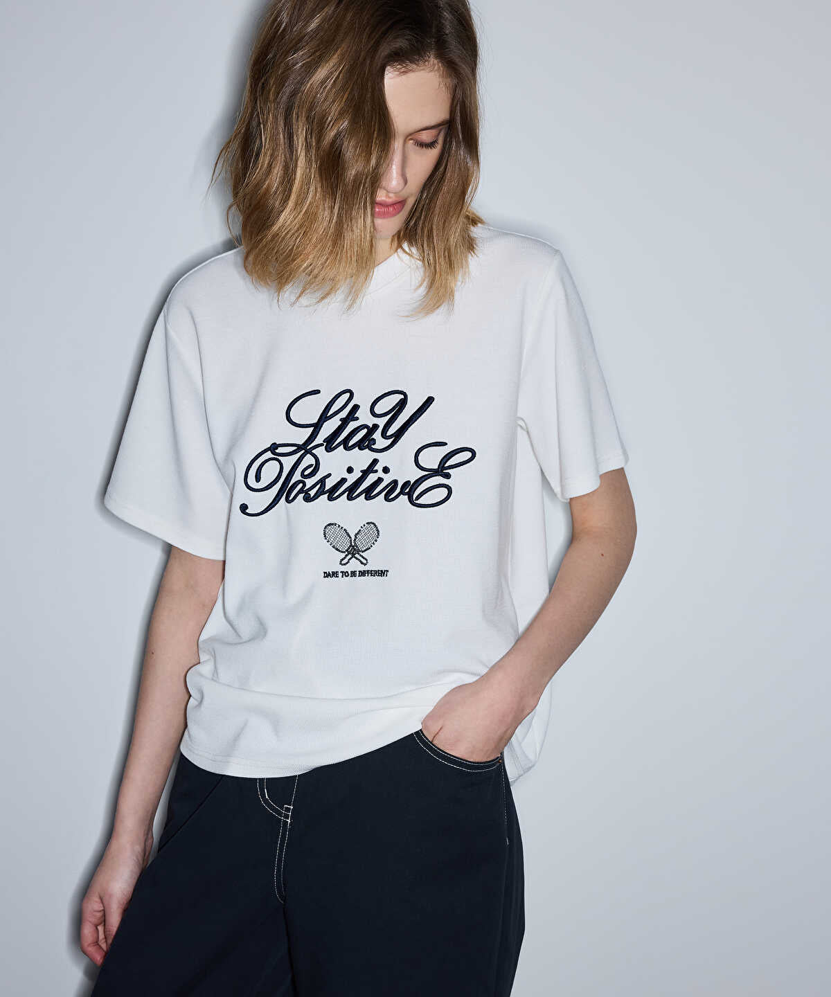 Embroidered Slogan T-Shirt