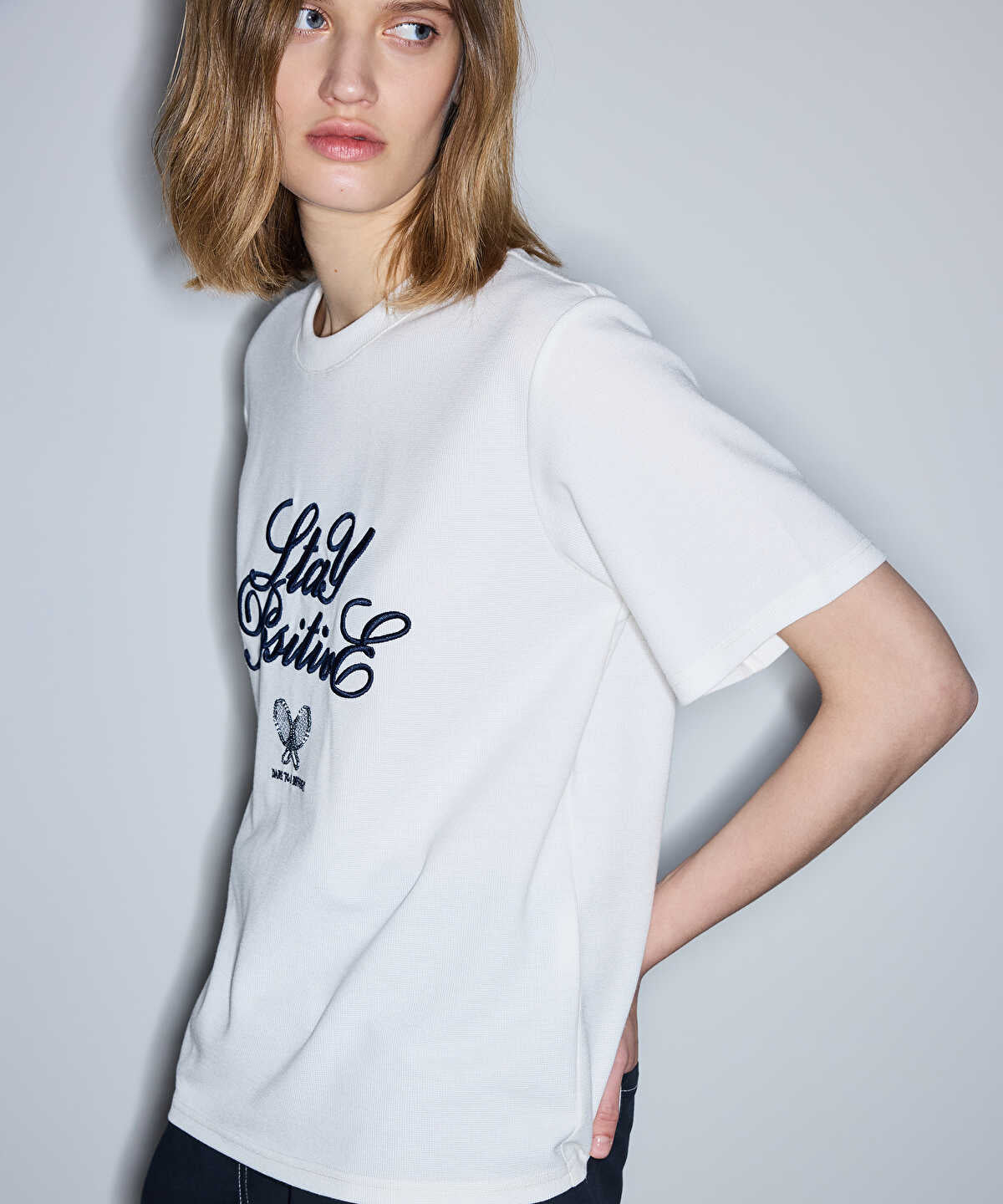 Embroidered Slogan T-Shirt