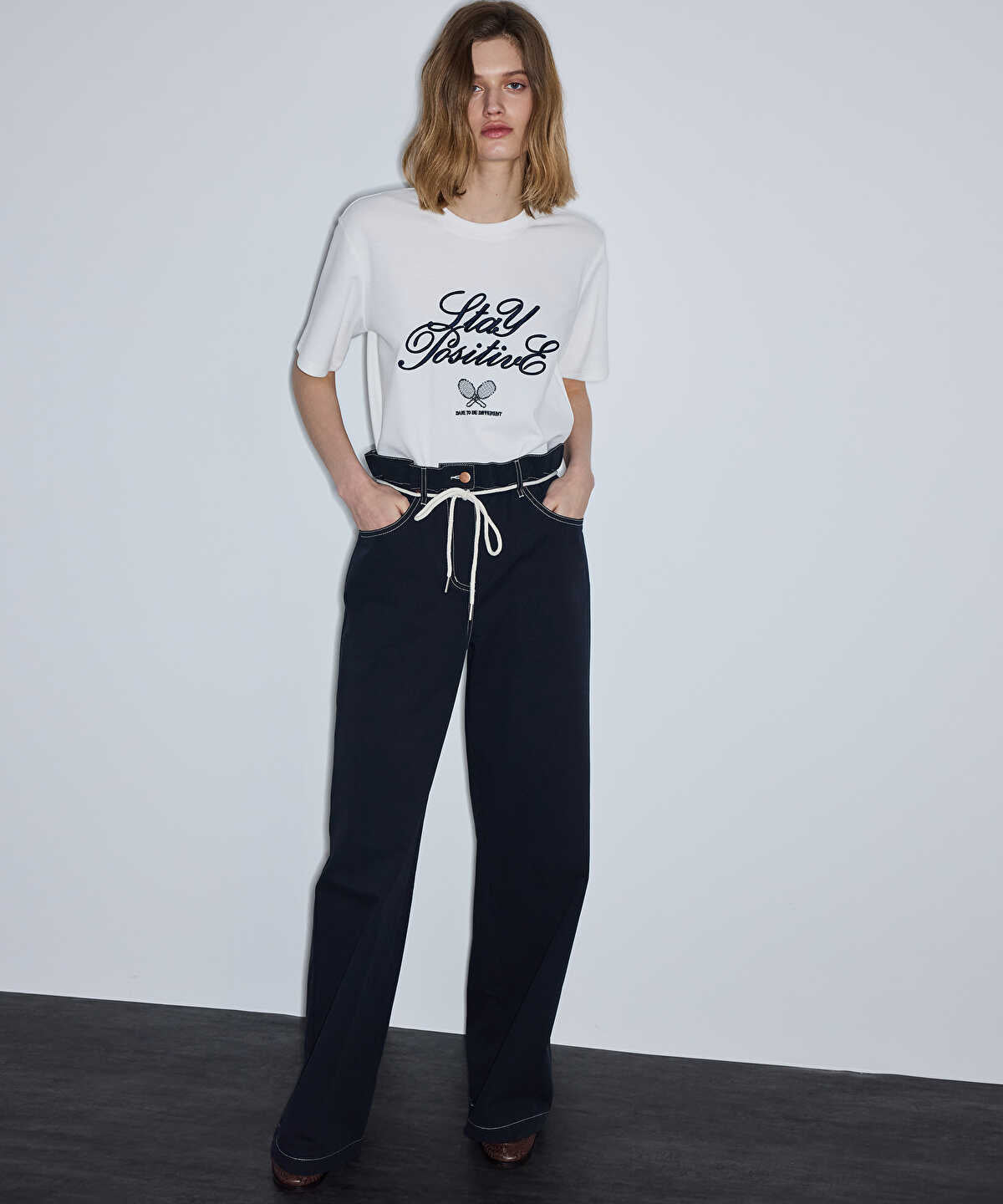 Embroidered Slogan T-Shirt