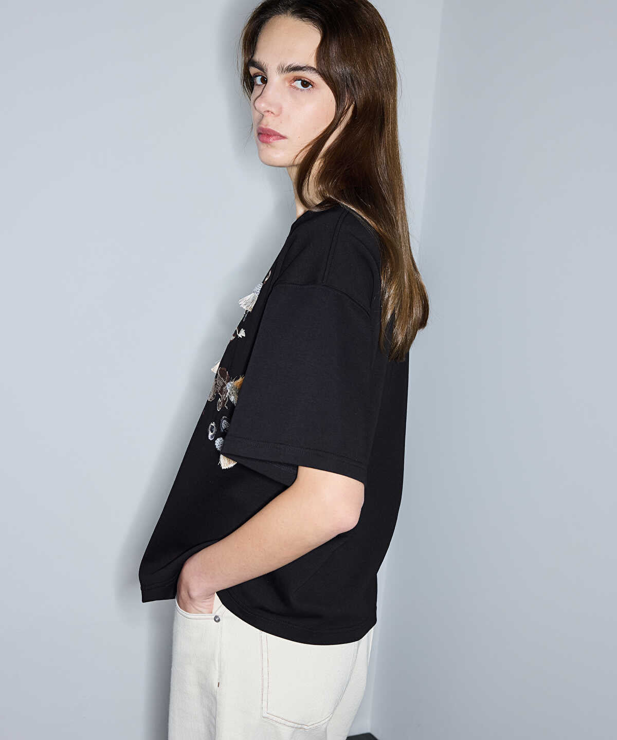 Embroidered Fringed T-Shirt
