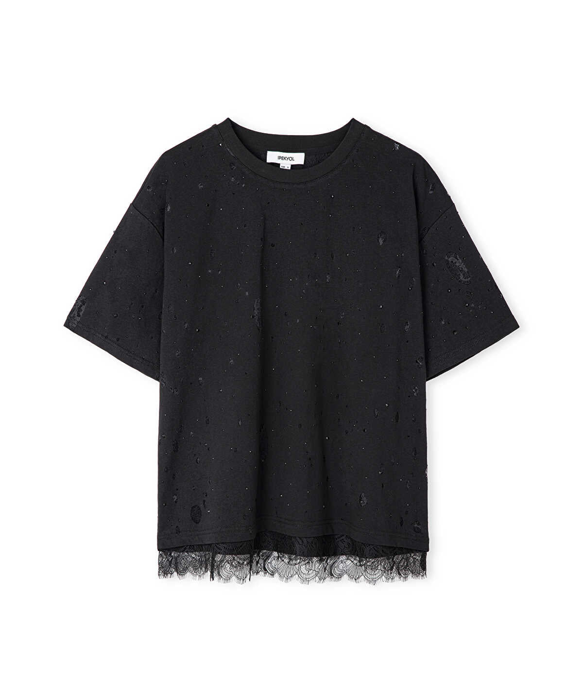 Distressed-Effect Mixed T-Shirt