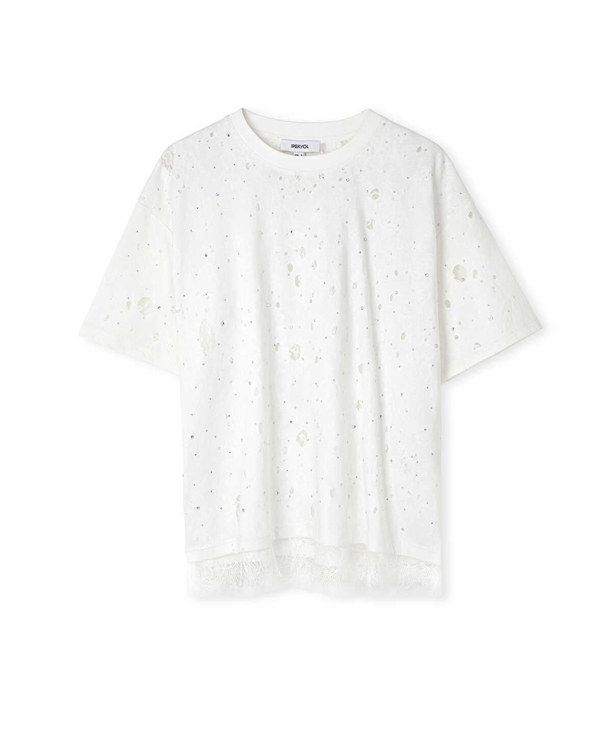 Distressed-Effect Mixed T-Shirt