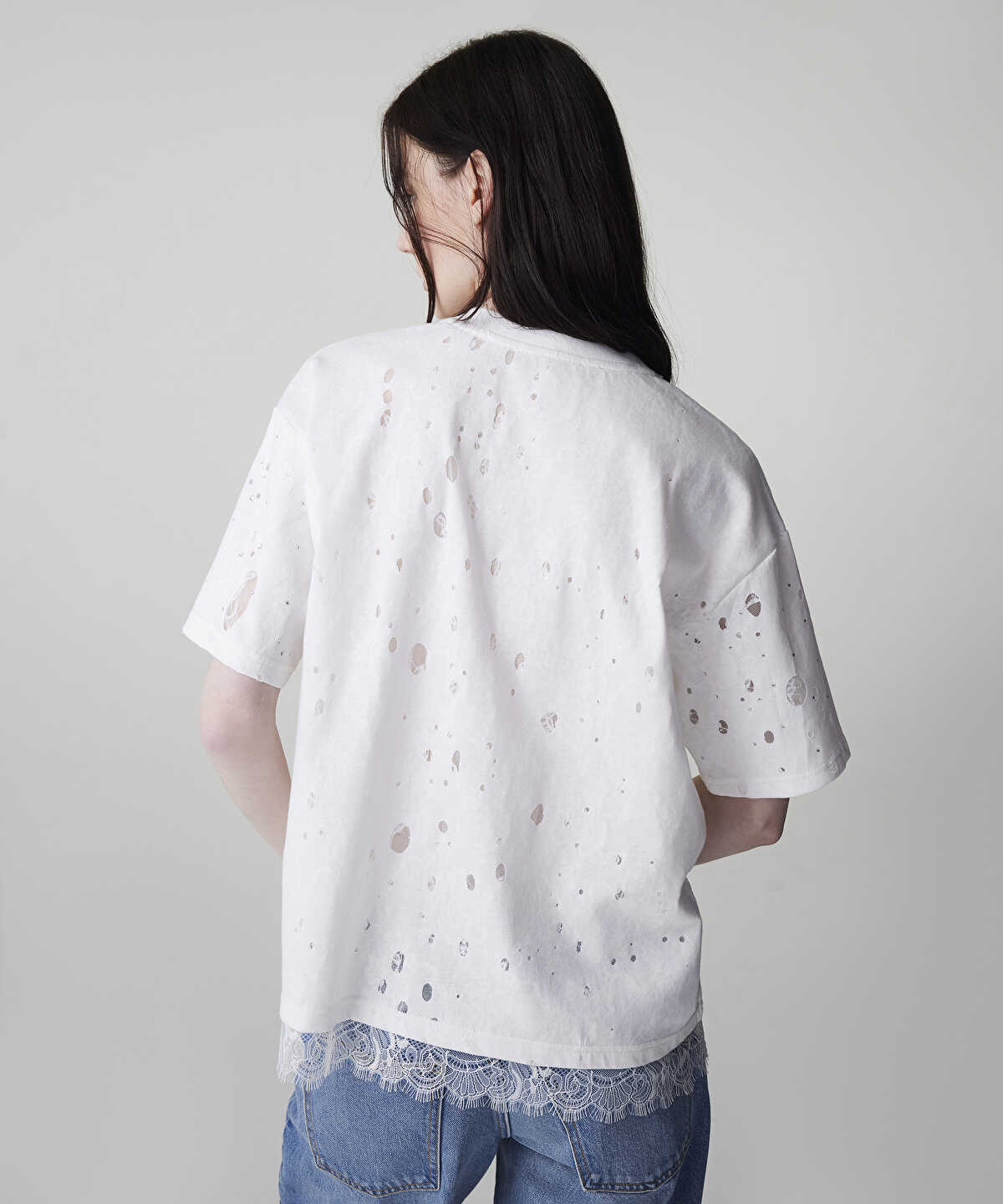 Distressed-Effect Mixed T-Shirt
