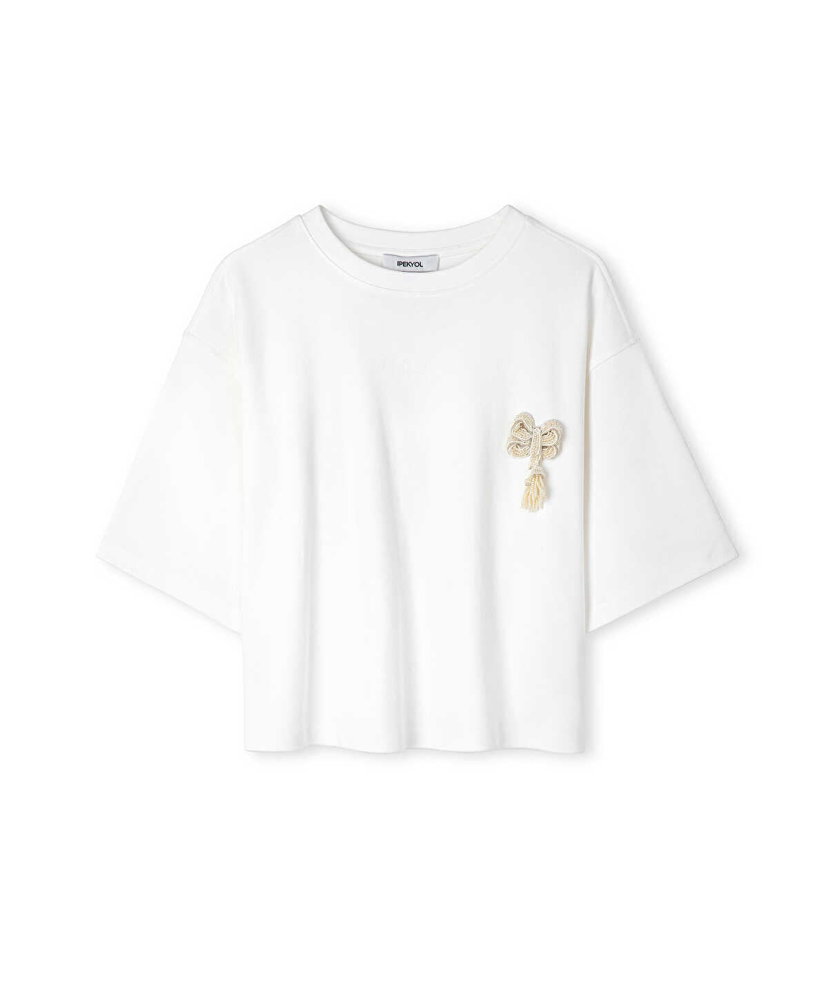 T-Shirt with Faux Pearls