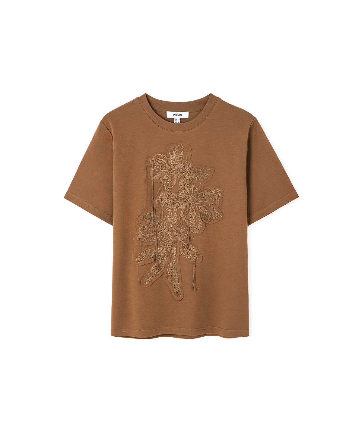 Embroidered T-Shirt with Fringes