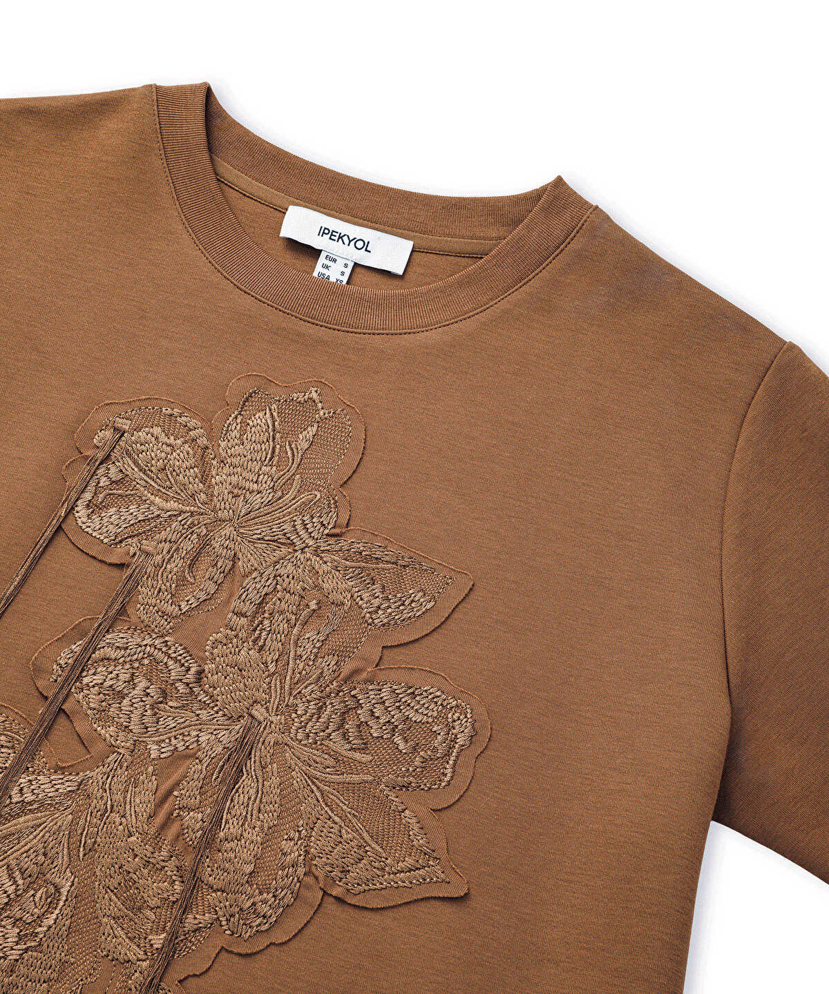 Embroidered T-Shirt with Fringes