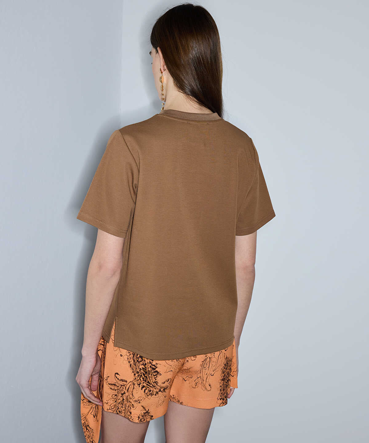 Embroidered T-Shirt with Fringes