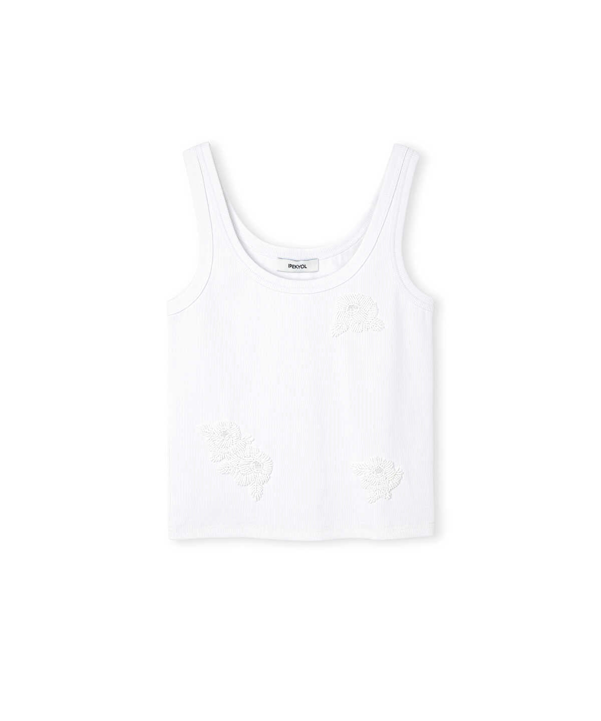 T-Shirt with Floral Bead Embellishments