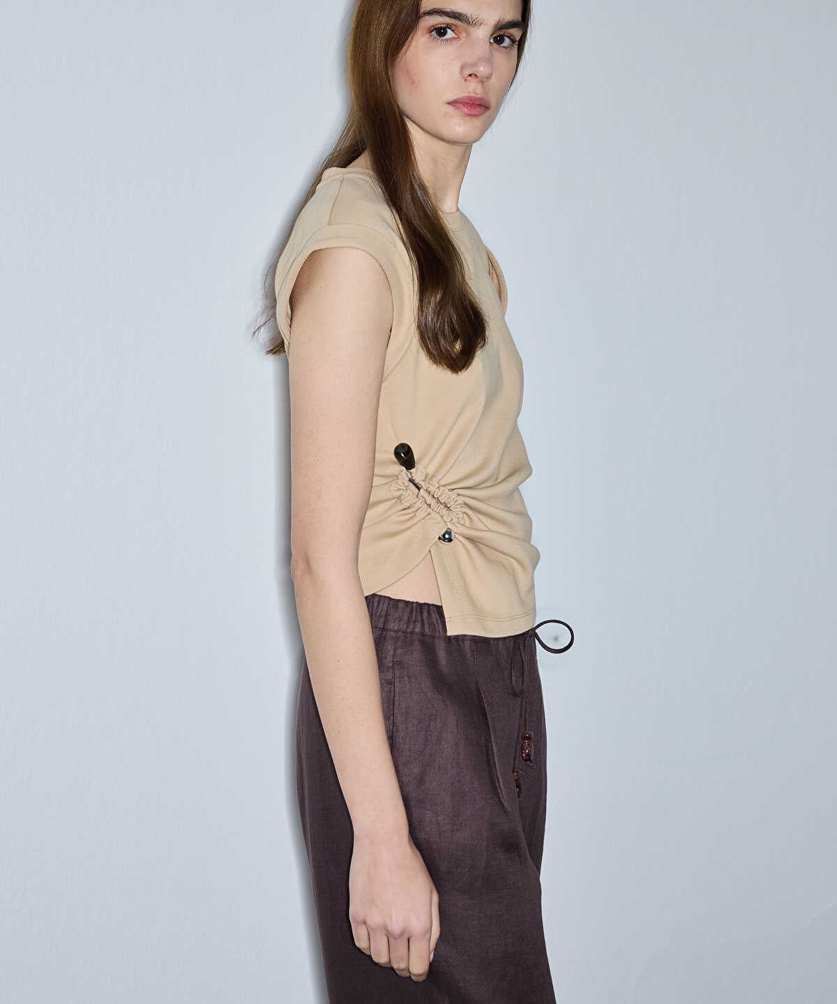 Asymmetric Gathered T-Shirt