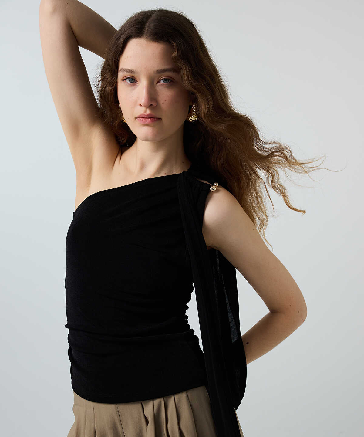Asymmetric T-Shirt with Metal Accent