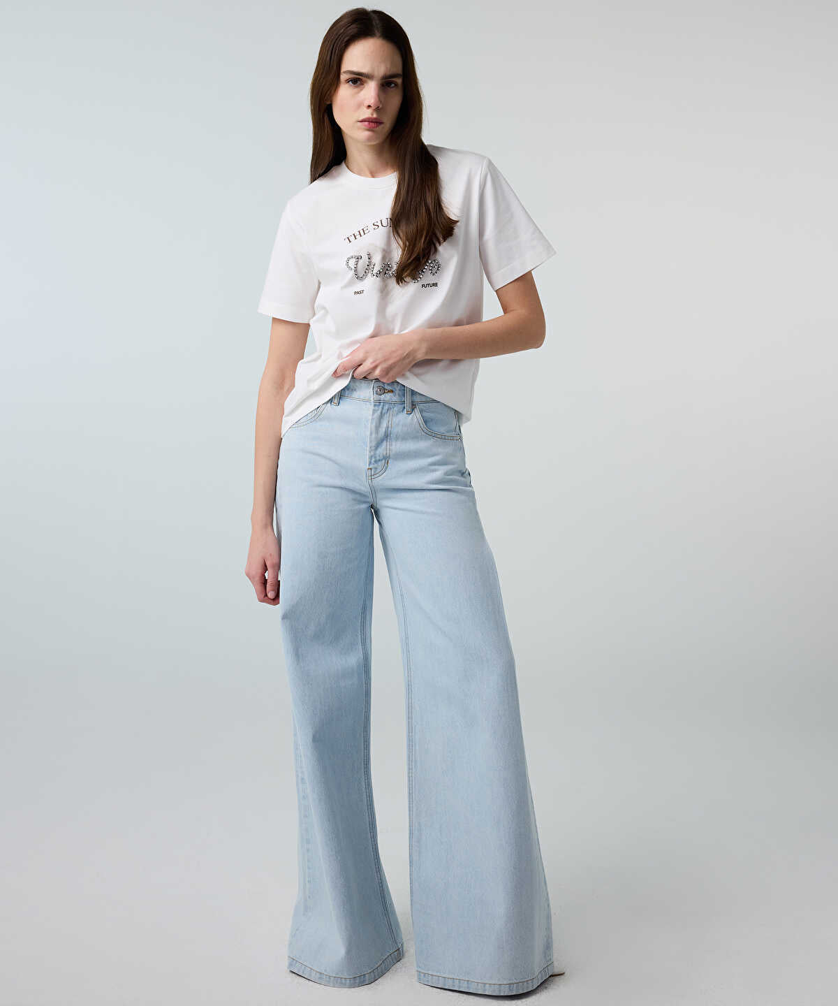 Printed Rhinestone T-Shirt