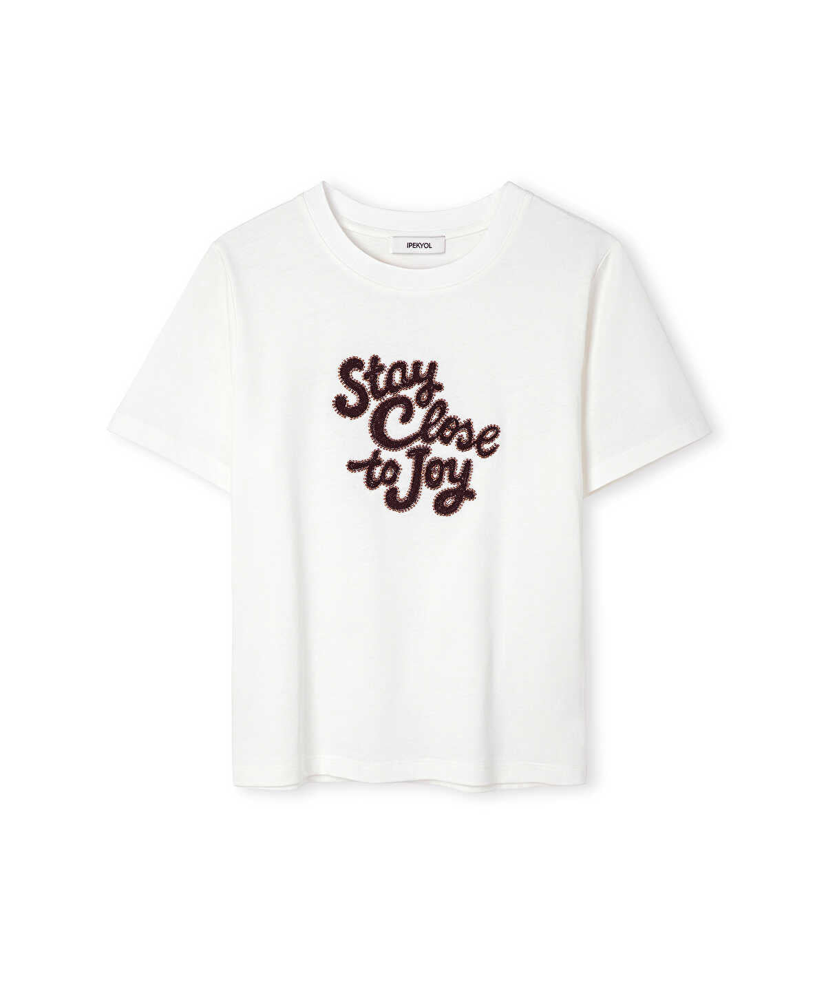 Beaded Slogan T-Shirt