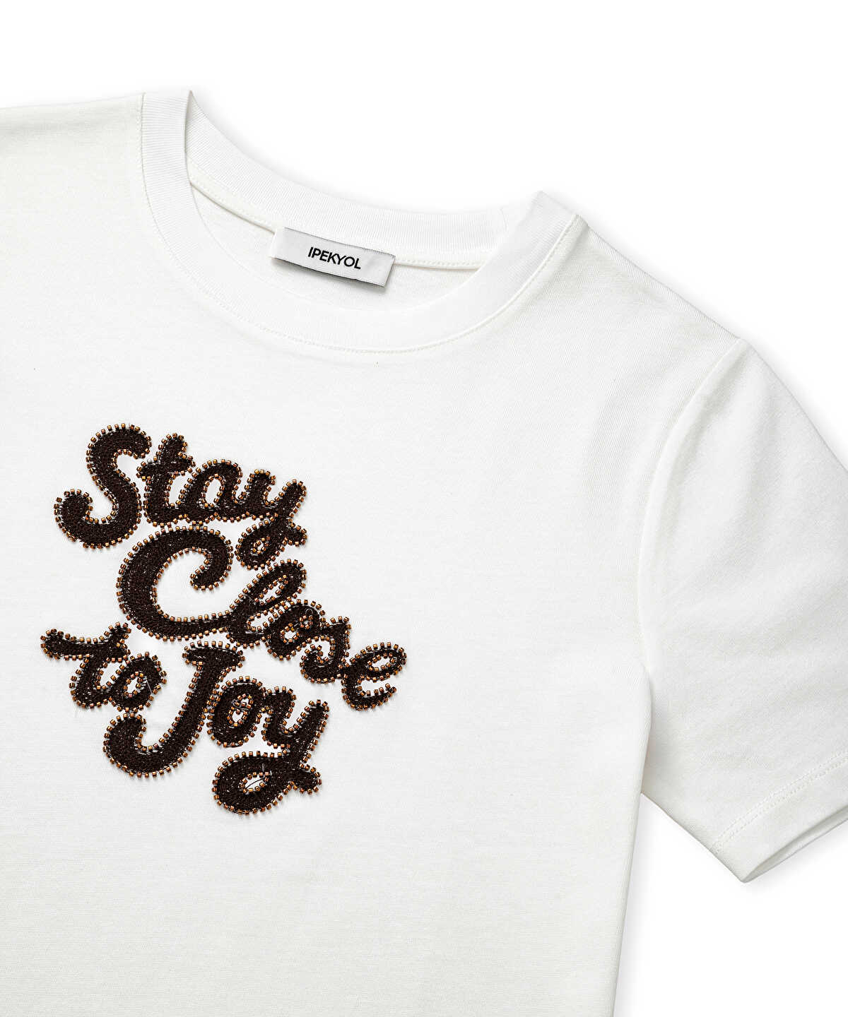 Beaded Slogan T-Shirt
