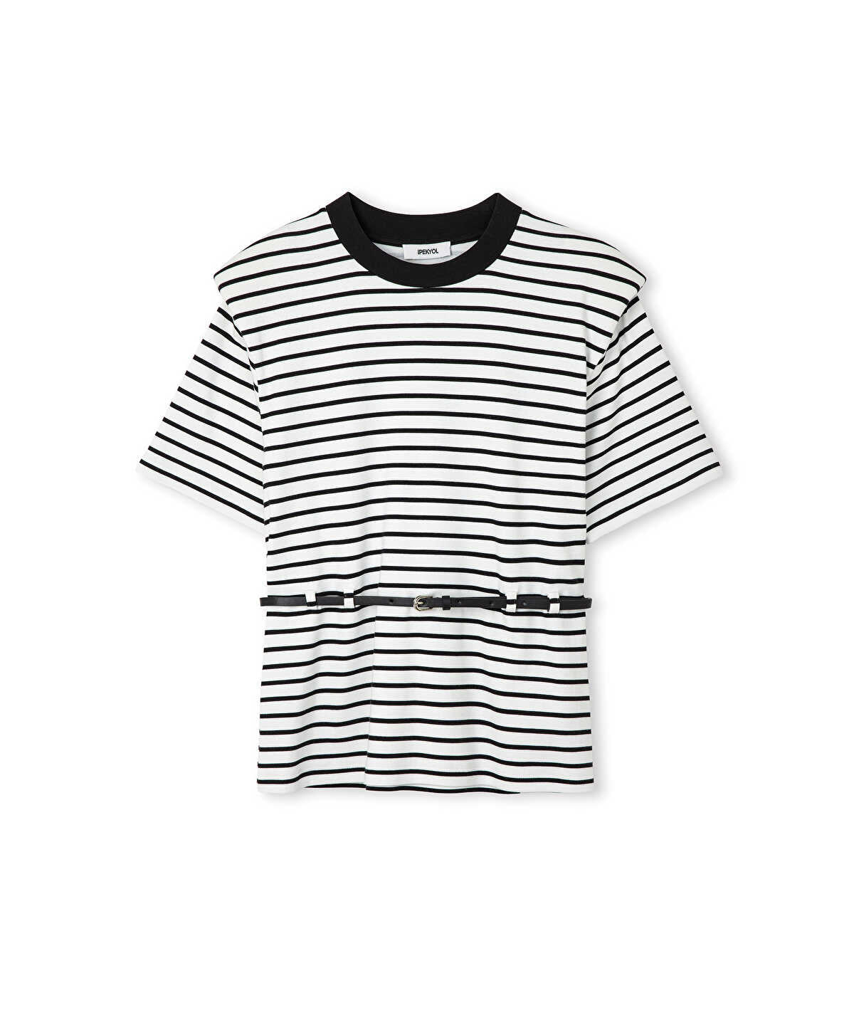 Striped T-Shirt with Shoulder Pads