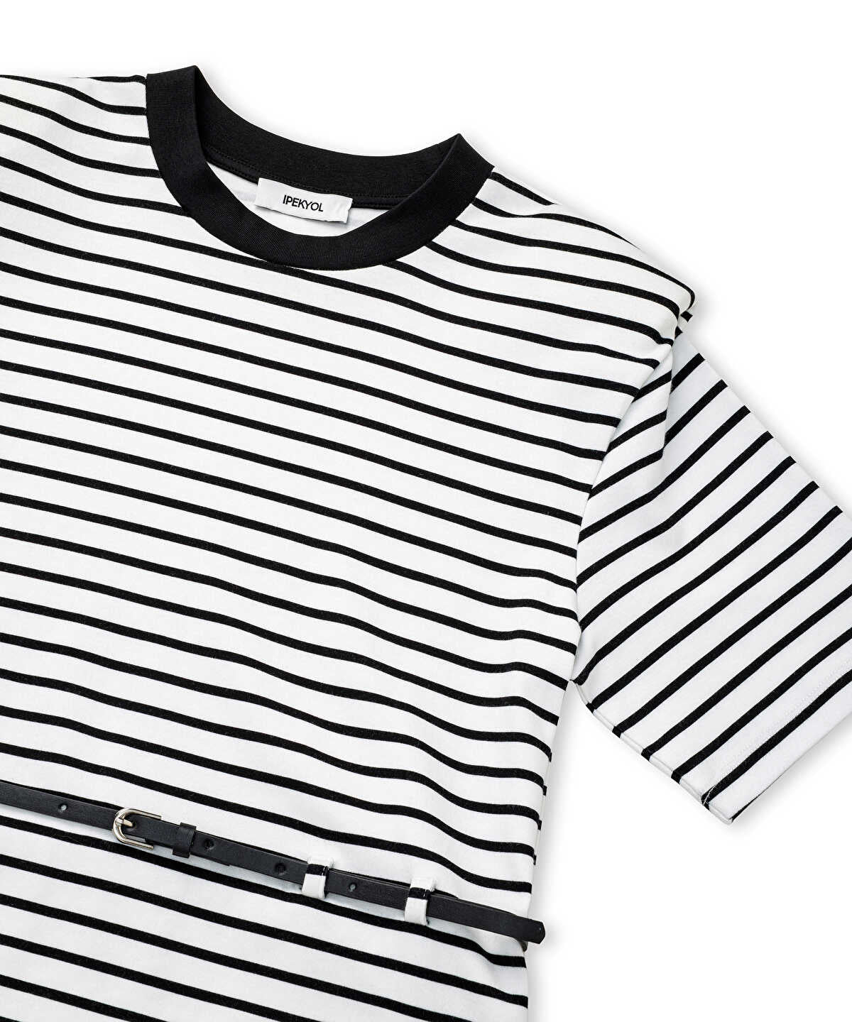 Striped T-Shirt with Shoulder Pads
