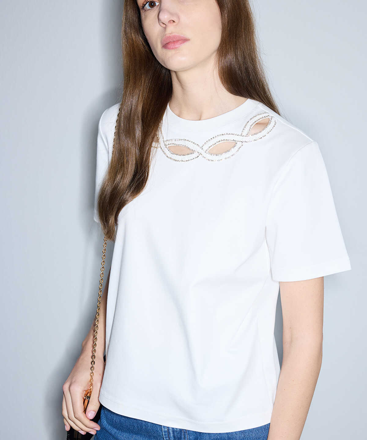 Embellished Cutout T-Shirt