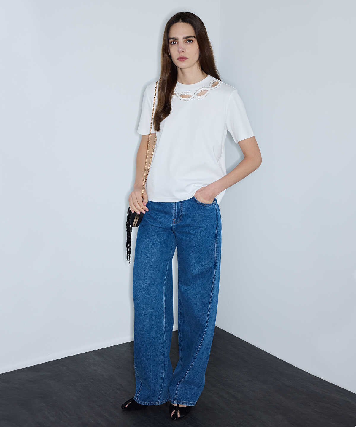 Embellished Cutout T-Shirt