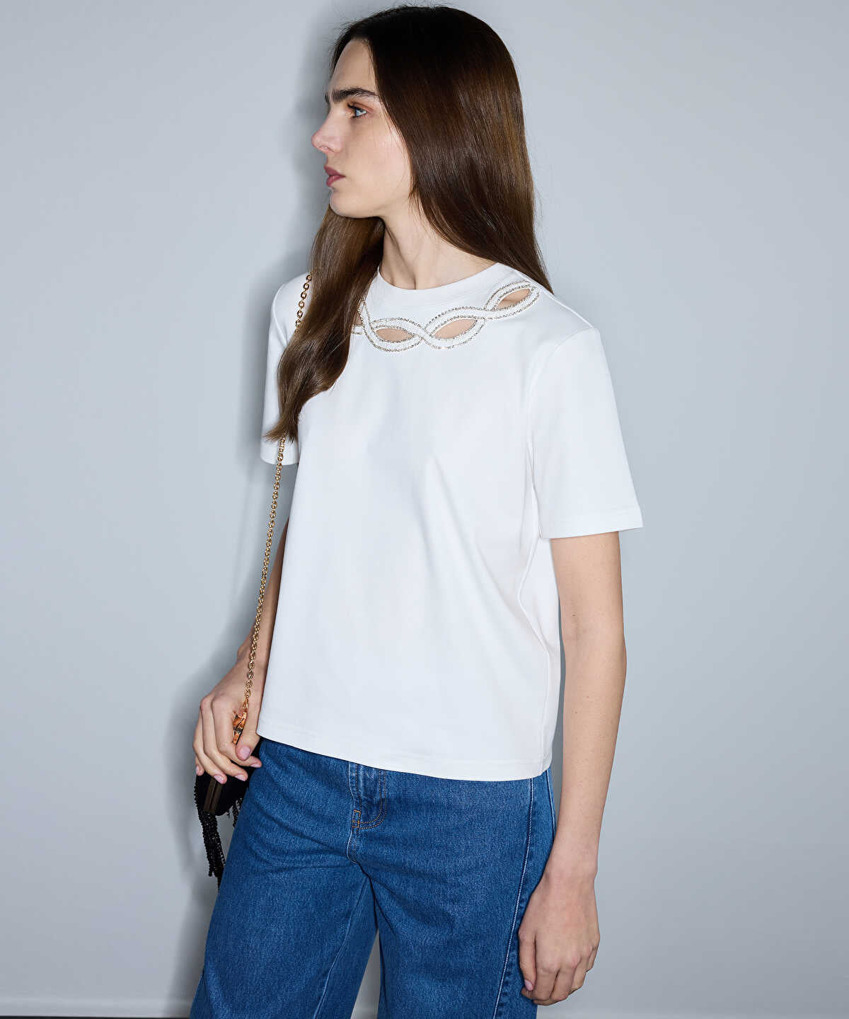 Embellished Cutout T-Shirt