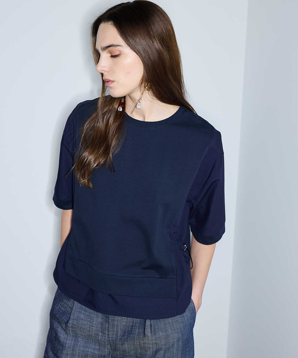 Adjustable Waist Mixed Media T-Shirt