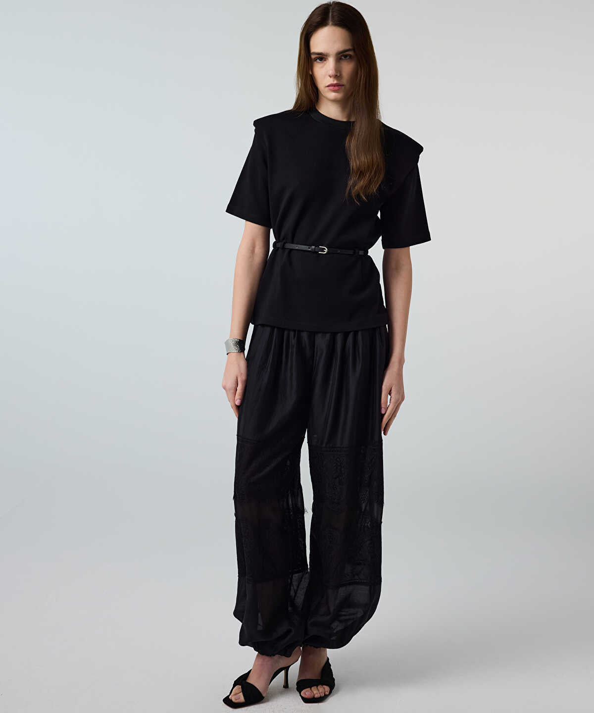 Belted Crew Neck T-Shirt