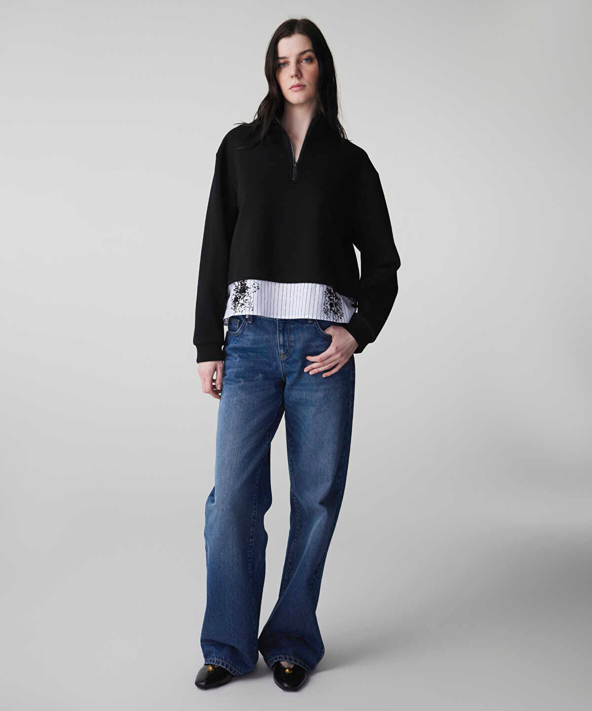Layered-Effect Color-Block Sweatshirt