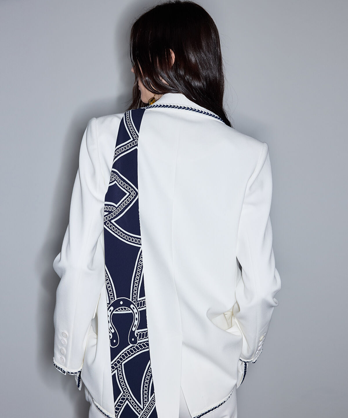 Contrast Trim Double-Breasted Blazer