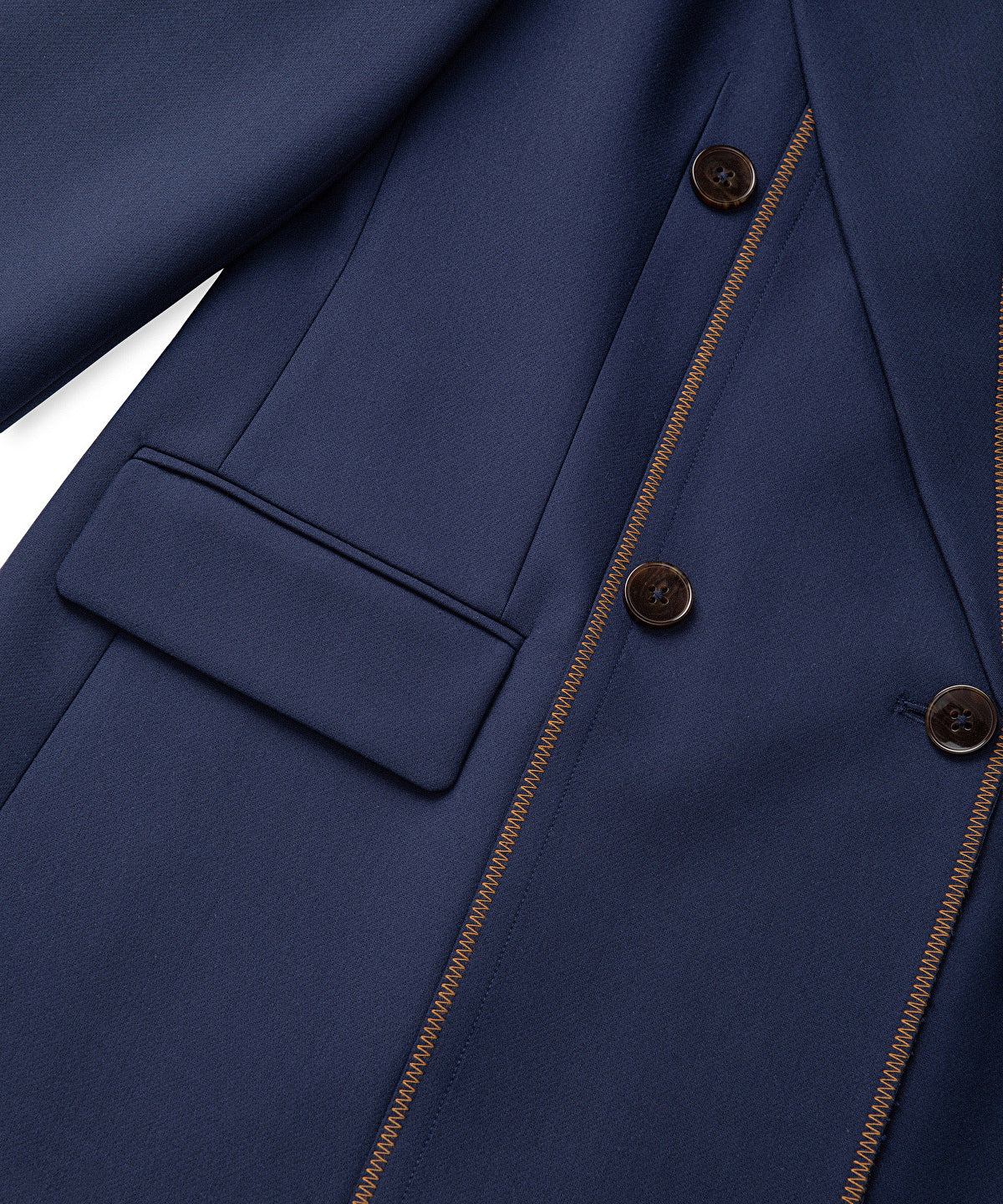 Contrast Stitch Double-Breasted Blazer