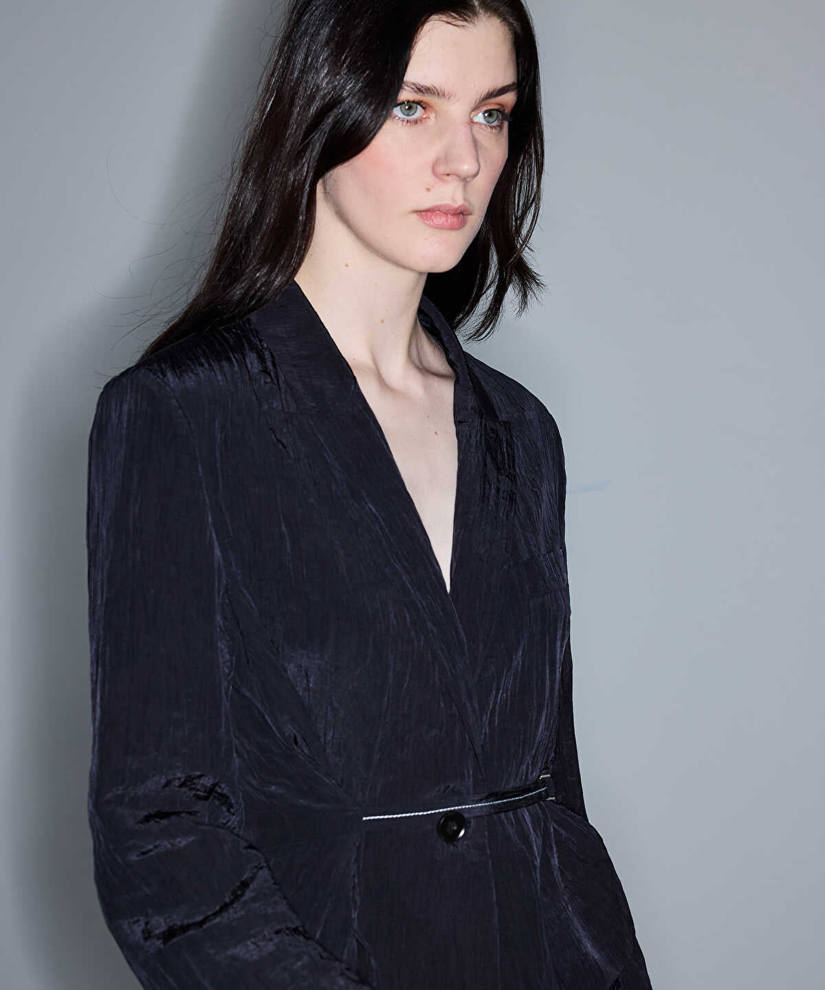 Crinkle-Effect Blazer
