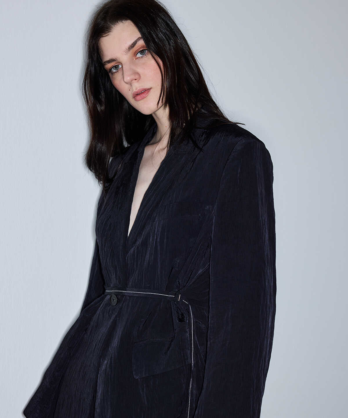 Crinkle-Effect Blazer