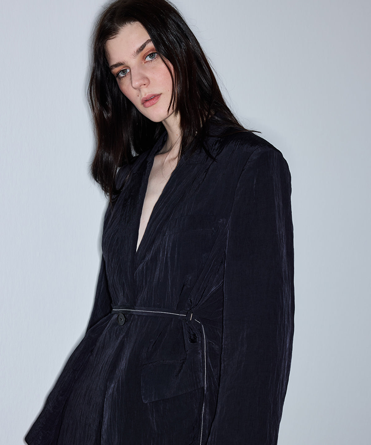 Crinkle-Effect Blazer