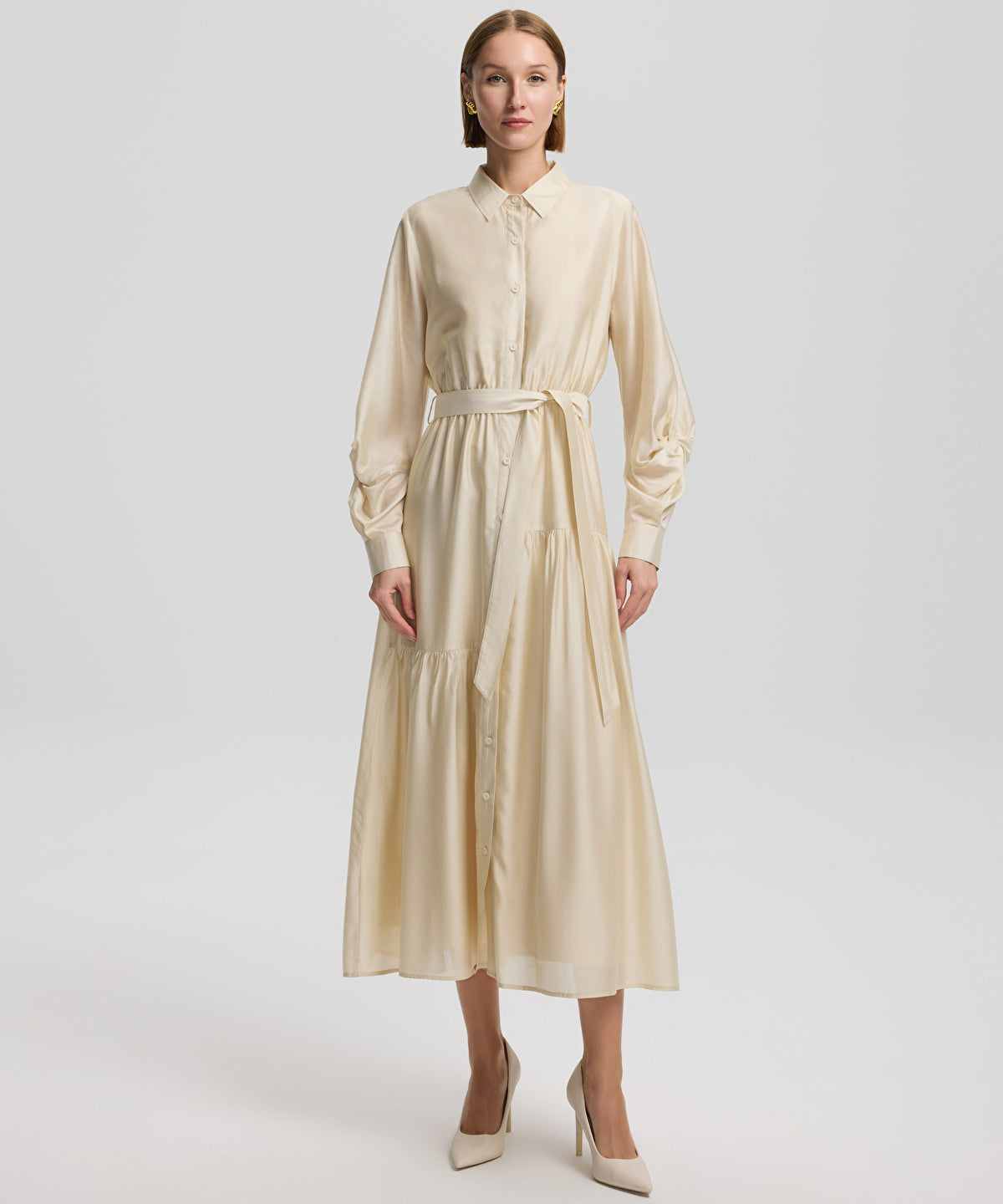 Belted shirt dress
