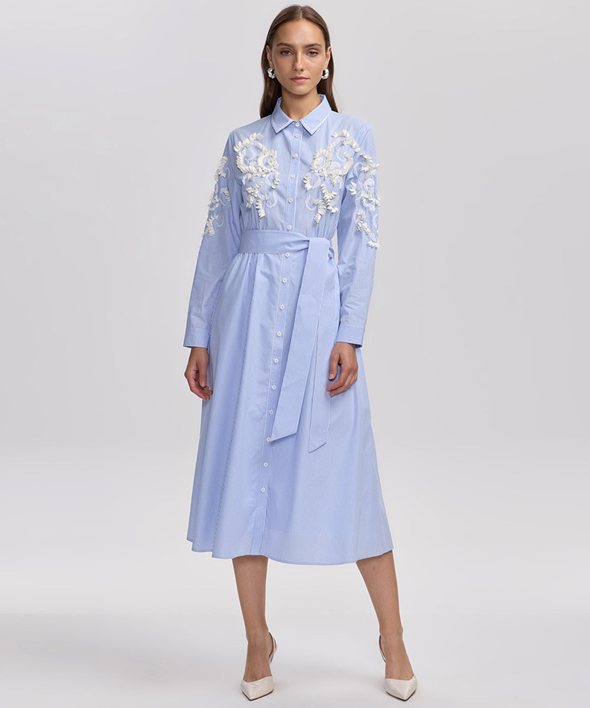 Embroidered Shirt Dress
