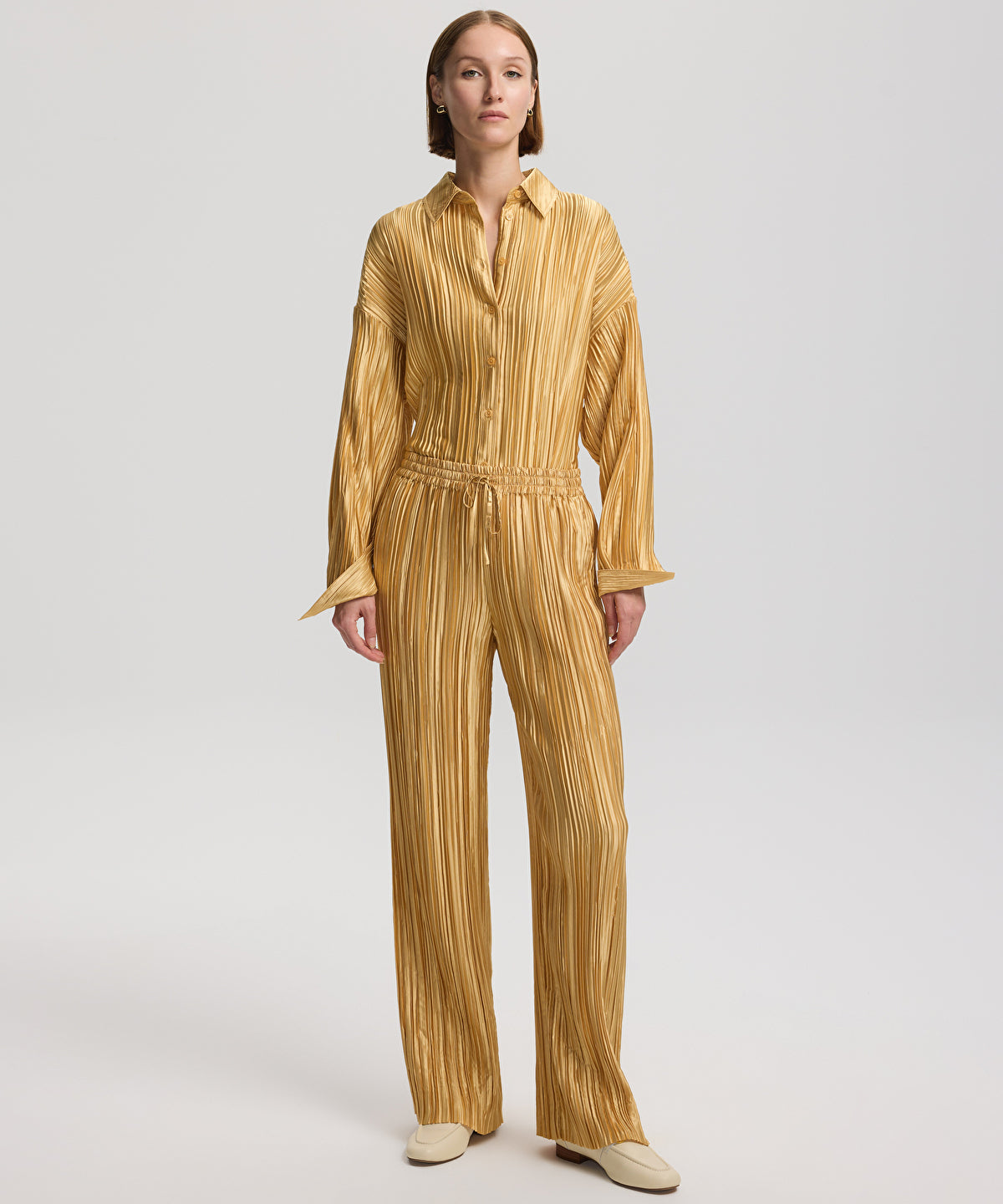 Zoomed Pleated Wide-Leg Trousers