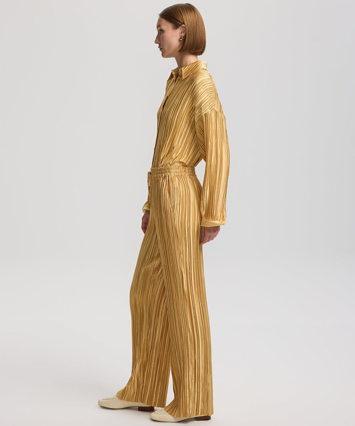 Zoomed Pleated Wide-Leg Trousers