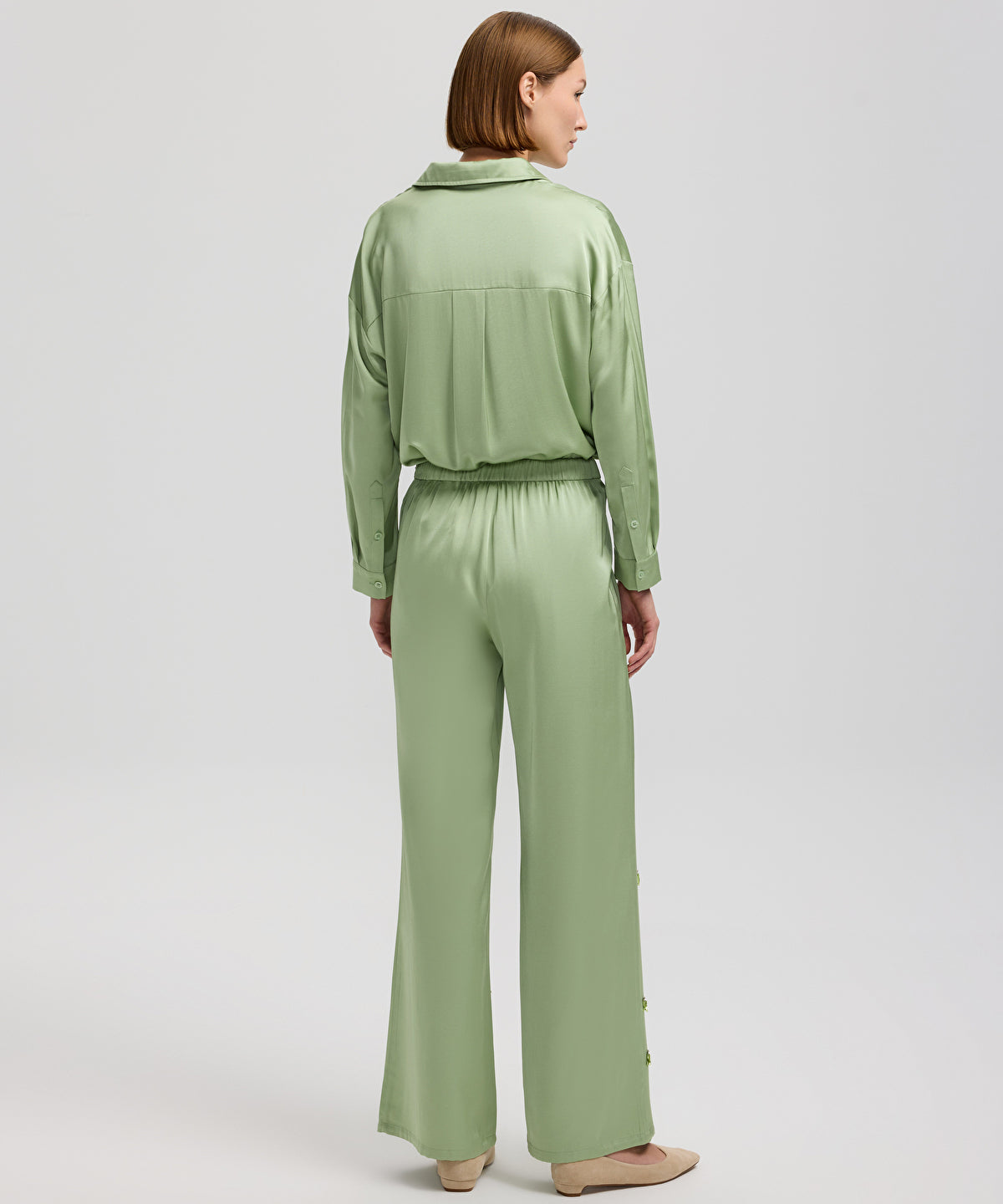 Zoomed Embroidered Wide-Leg Trousers
