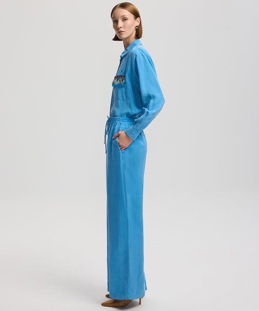 Wide-Leg Trousers With Drawstring
